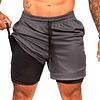 Bermuda 2 Em 1 Short Duplo Esportivo Com Bolso Academia Run